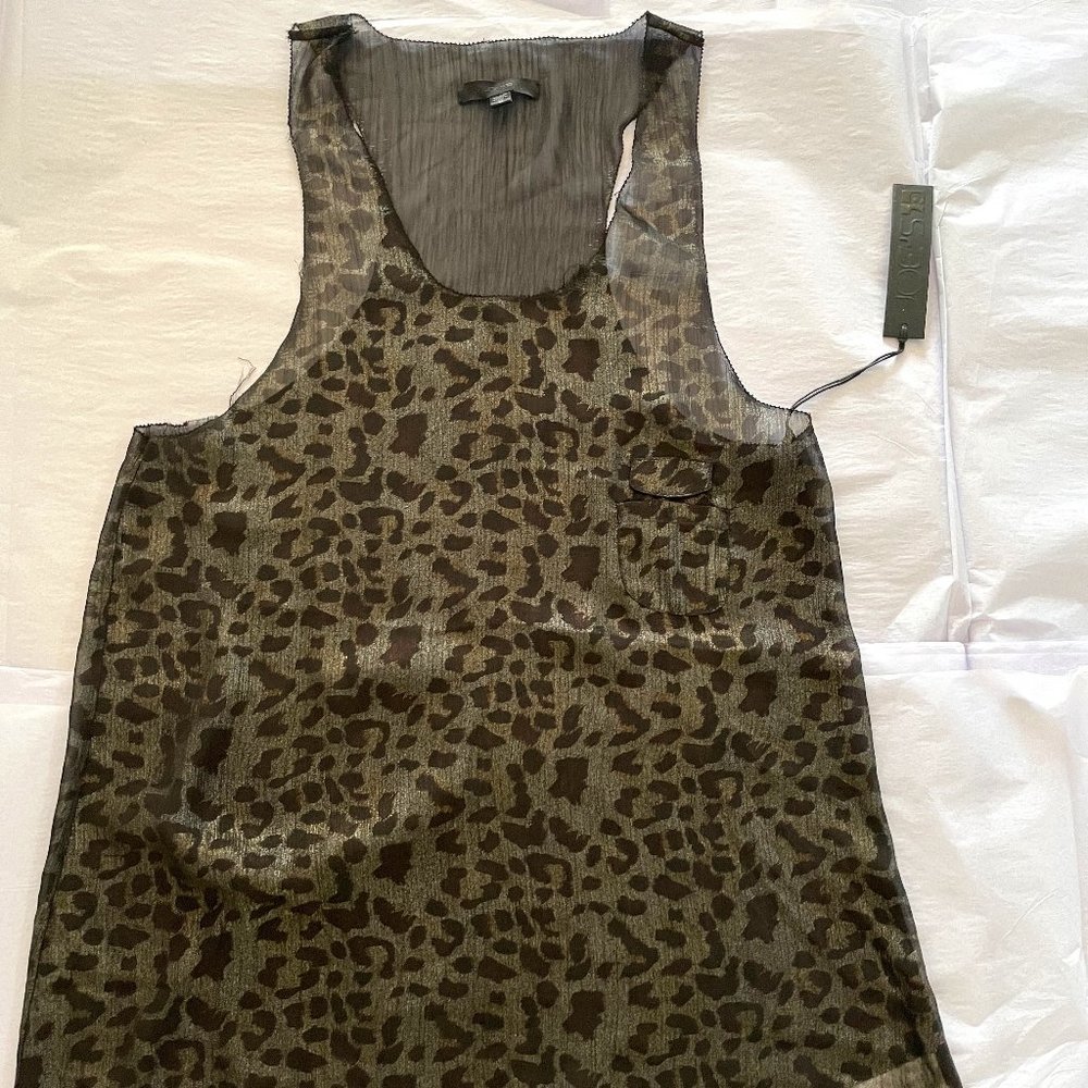 Joe's Sheer Leopard Print Black & Gold Racerback Tank Top Size XS